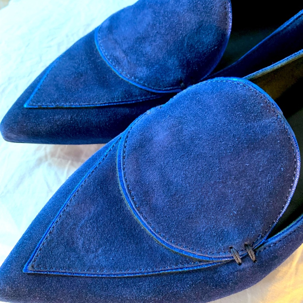 M.Gemí “Stellato Anello” blue suede leather flats